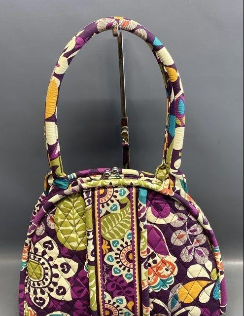 Vera Bradley Purple Multi Fabric Kiss-Lock Framed Handbag
