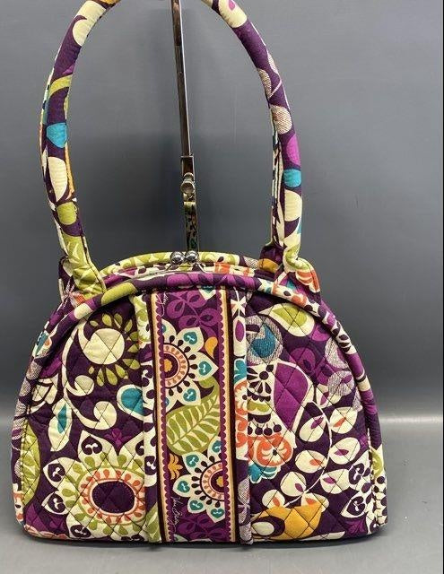 Vera Bradley Purple Multi Fabric Kiss-Lock Framed Handbag