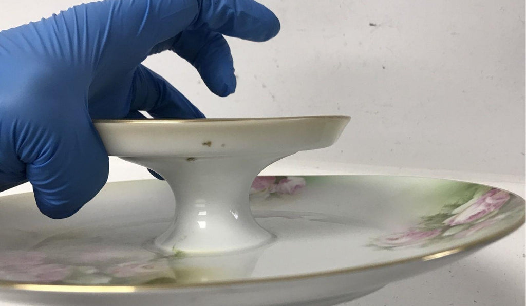 Schwarzburg Germany Pink Rose Two-Tier Appetizer Serving Dish
