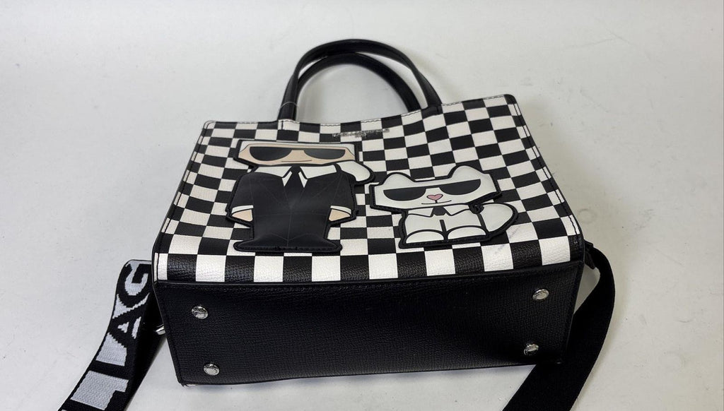 Karl Lagerfeld Paris Maybelle Checkerboard Karl & Choupette Tote Crossbody