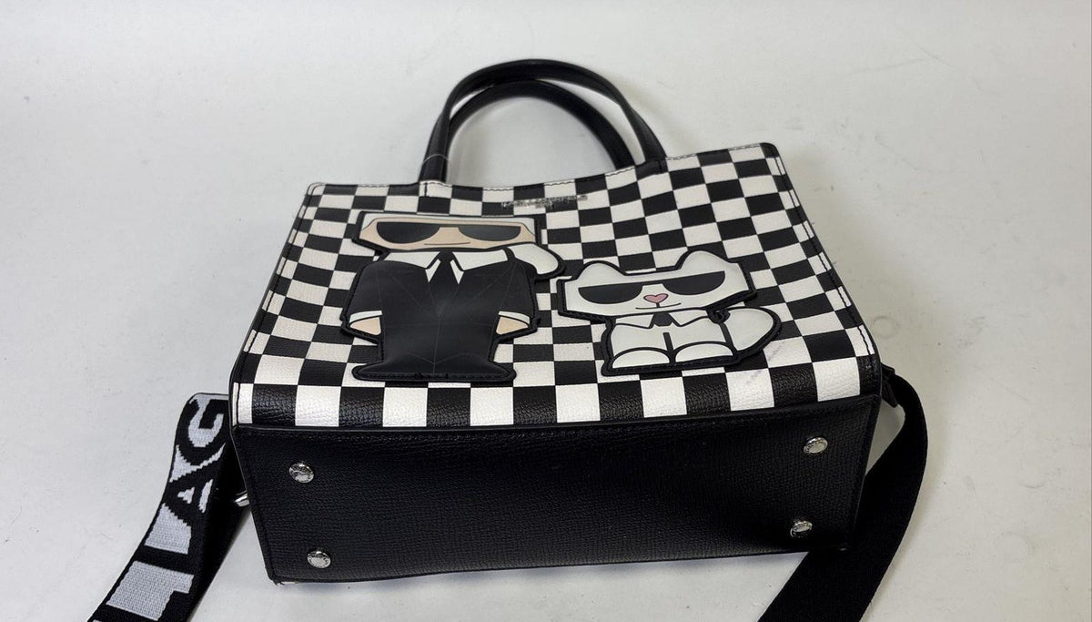 Karl Lagerfeld Paris Maybelle Checkerboard Karl & Choupette Tote Crossbody