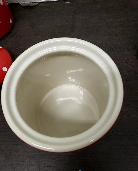 Set of 3 Spode Baking Days Red Polka Dot Ceramic Canisters with Lids