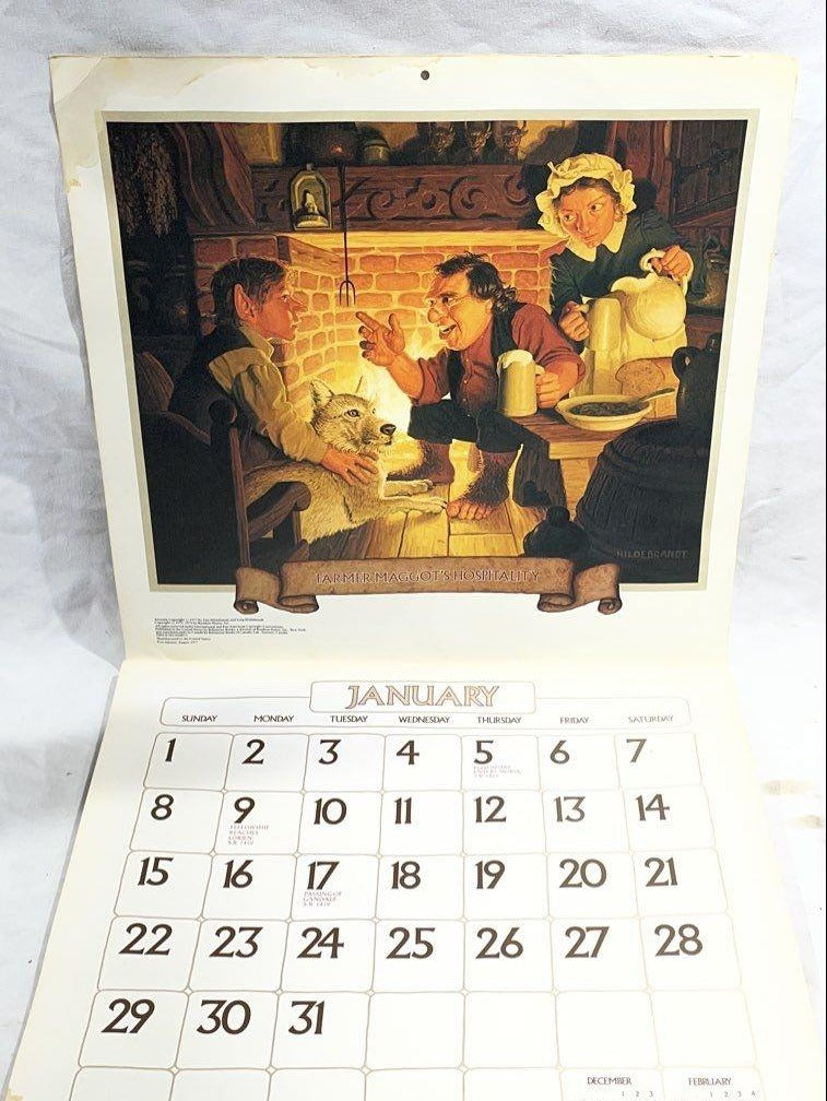 1978 J.R.R. Tolkien calendar published by Ballantine Books with illustrated fantasy artwork, view 2