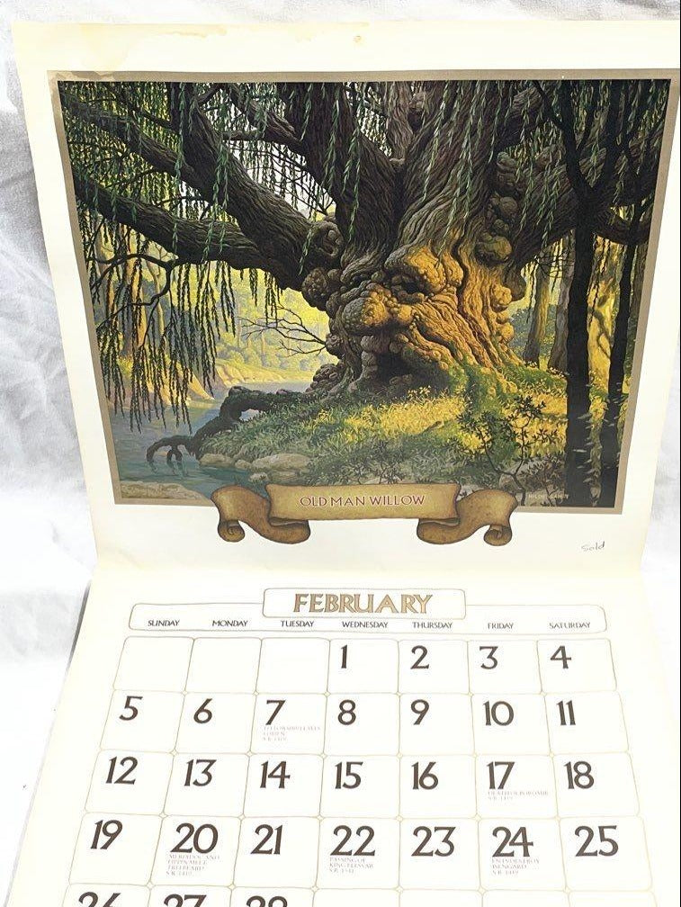 1978 J.R.R. Tolkien calendar published by Ballantine Books with illustrated fantasy artwork, view 3