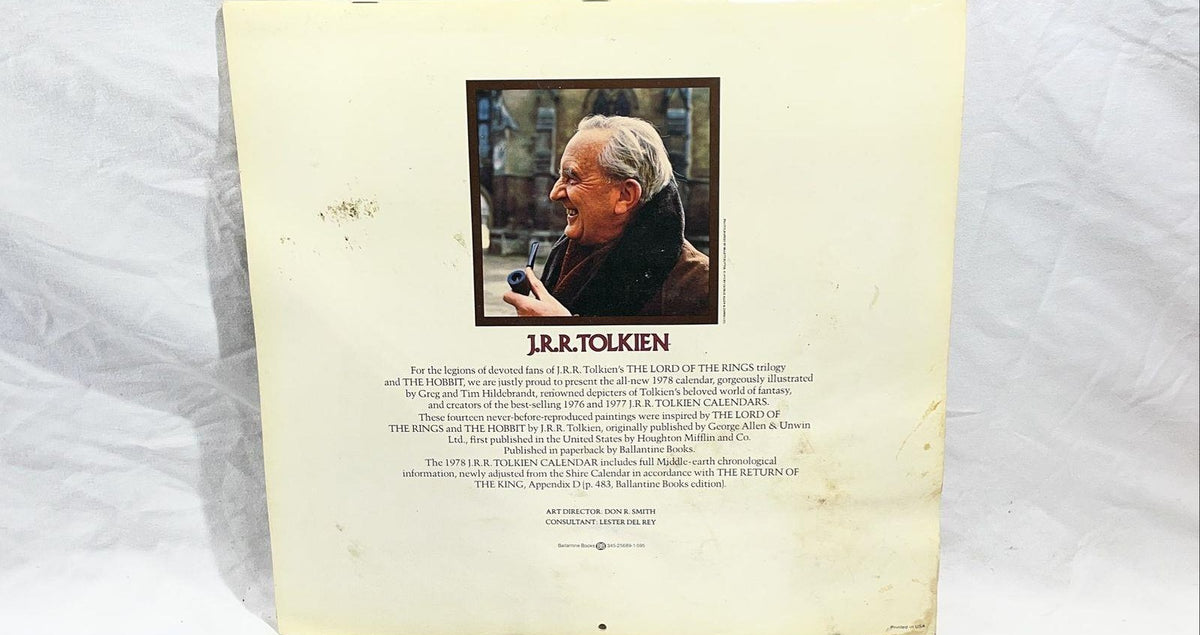 1978 J.R.R. Tolkien calendar published by Ballantine Books with illustrated fantasy artwork, view 7