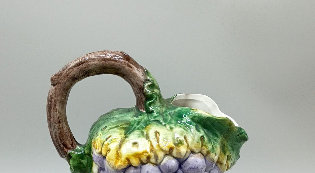 Bassano Italy Purple Grape Cluster Ceramic Pitcher Hand Painted Majolica Style