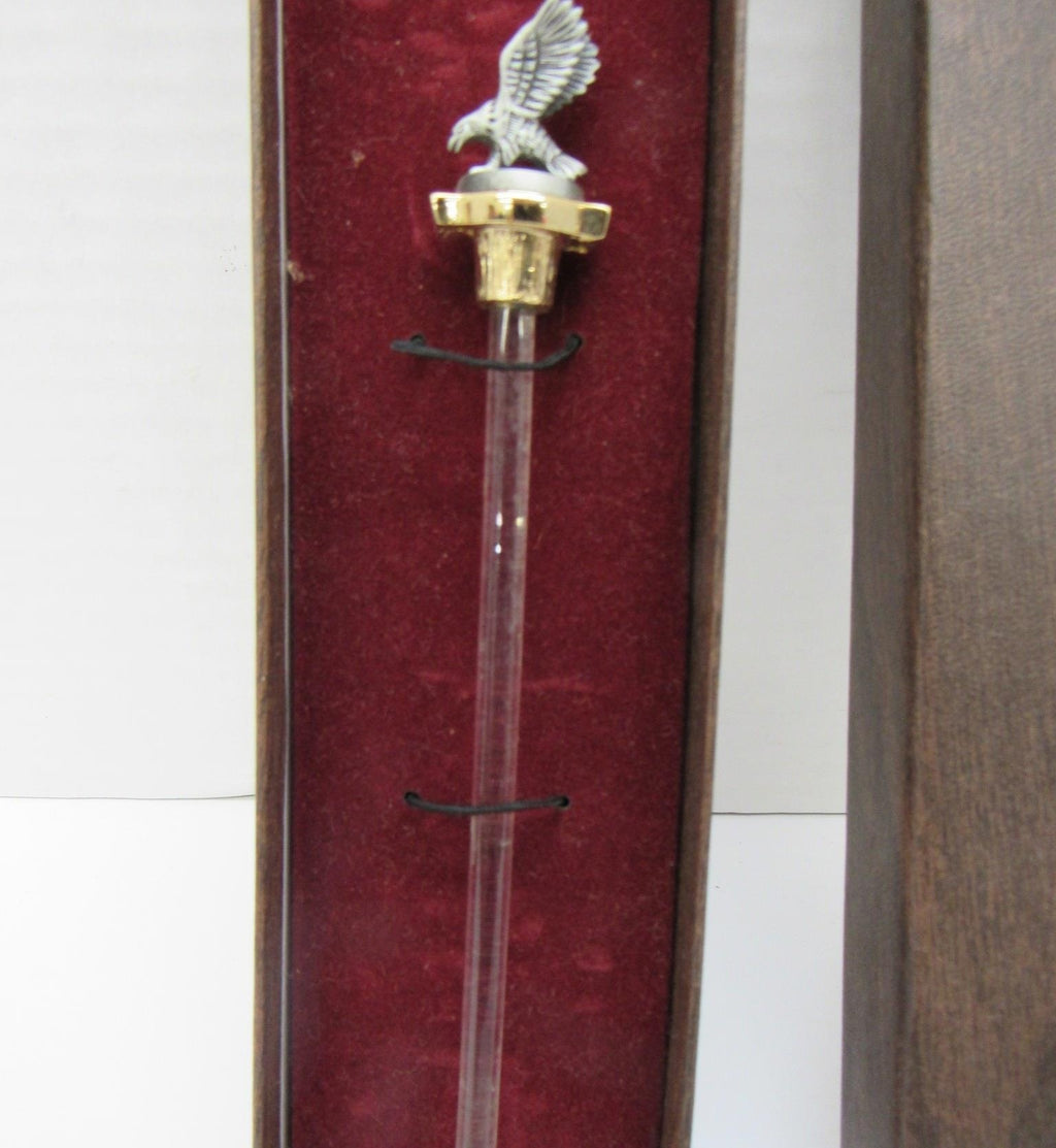 AGE REVIEW FORT Pewter and Crystal Eagle Drink Stir Stick