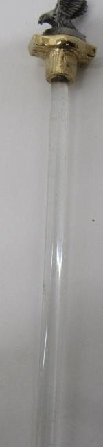AGE REVIEW FORT Pewter and Crystal Eagle Drink Stir Stick