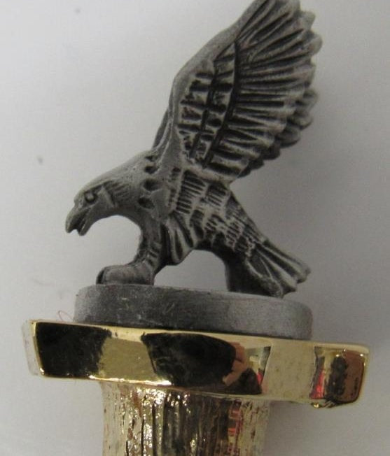 AGE REVIEW FORT Pewter and Crystal Eagle Drink Stir Stick