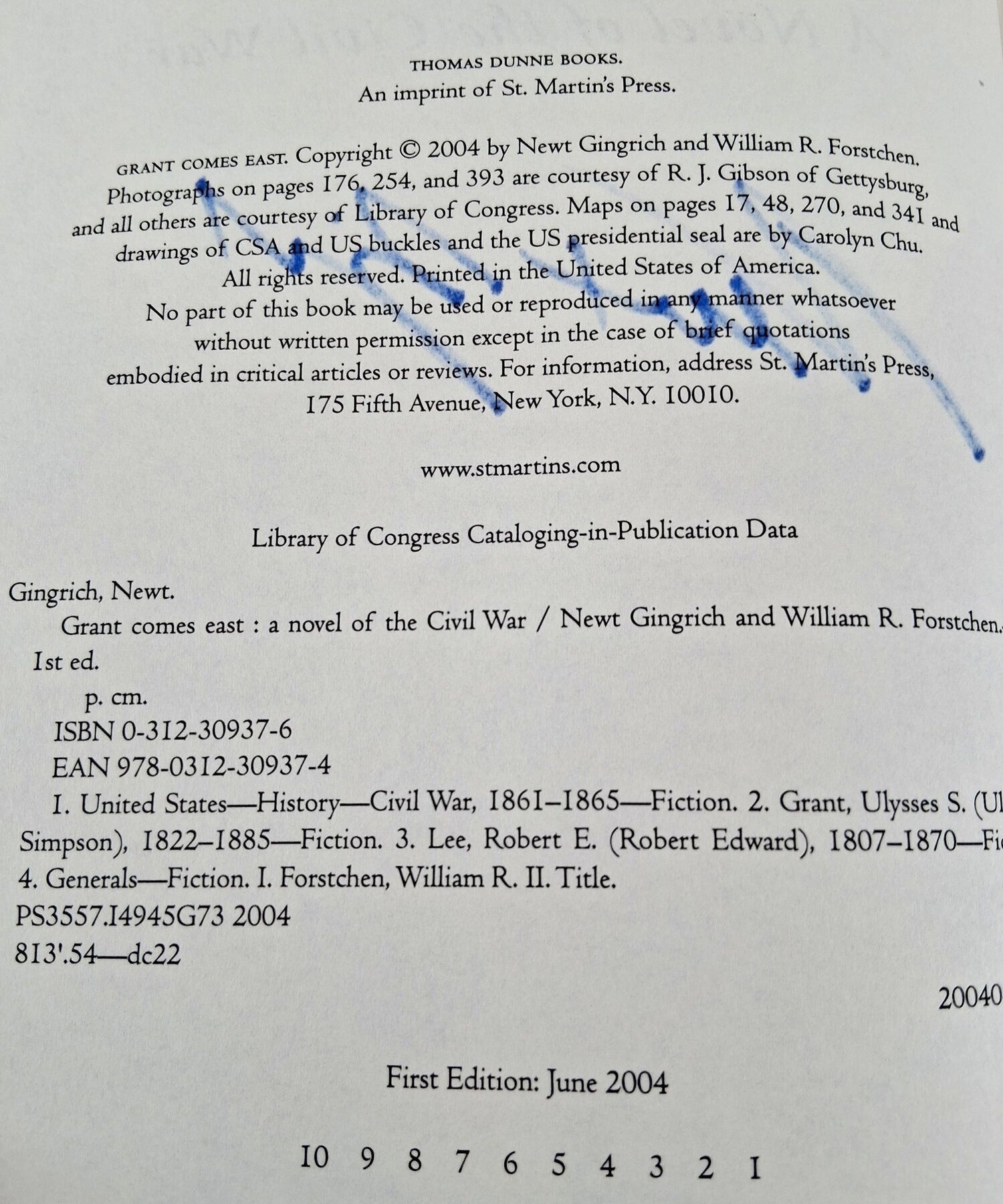 Grant Comes East by Newt Gingrich and William R. Forstchen Signed by Newt Gingrich and William R. Forstchen First Edition (Fixes)