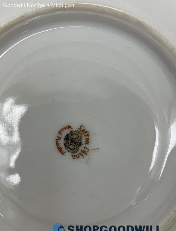 1950s Lefton China White and Purple Porcelain Footed Tea Cup and Saucer Set