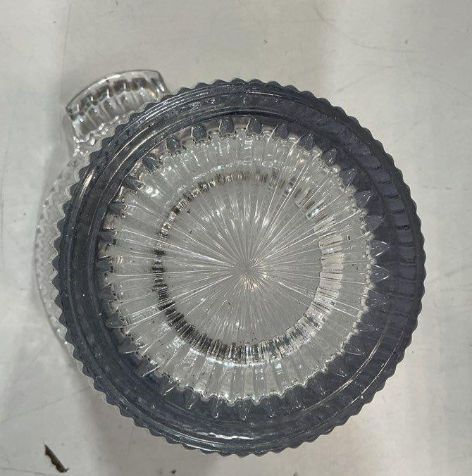Clear ribbed glass champagne chiller bucket with clear handles, view 4