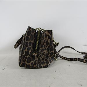 Leopard print compact structured satchel crossbody bag, view 2