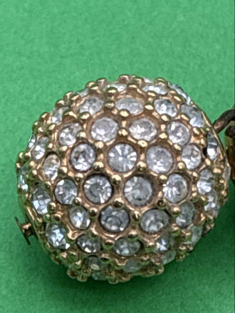 Swarovski gold-tone domed button earrings with clear pavé crystals, view 5