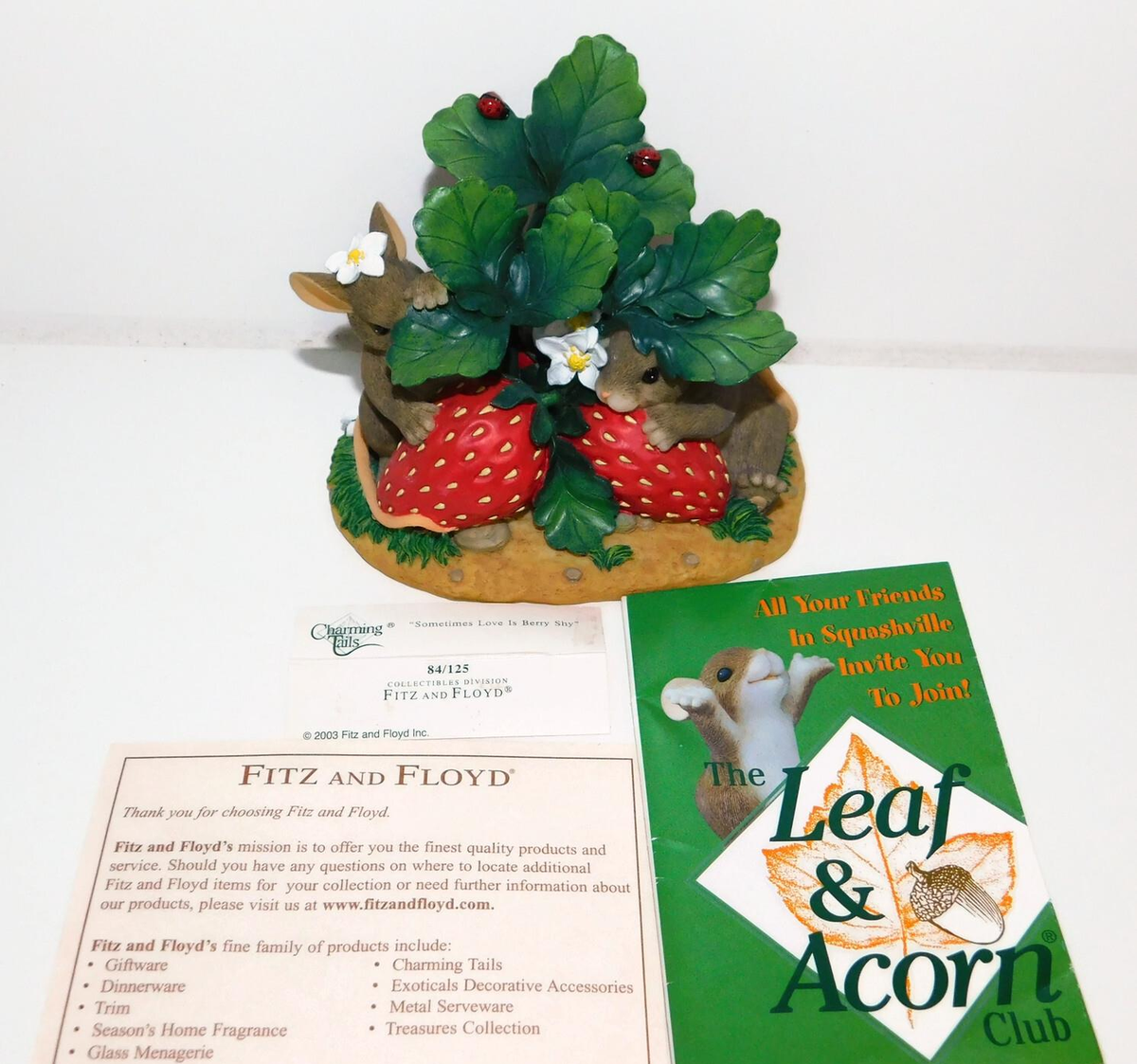 2003 Fitz and Floyd Charming Tails Sometimes Love Is Berry Shy Figurine