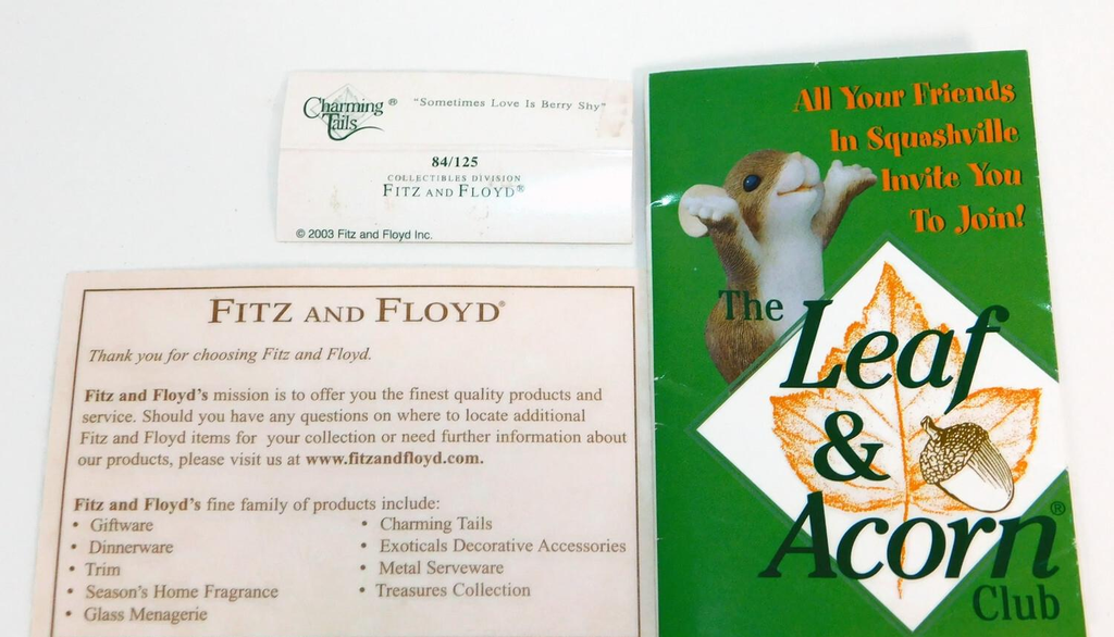 2003 Fitz and Floyd Charming Tails Sometimes Love Is Berry Shy Figurine
