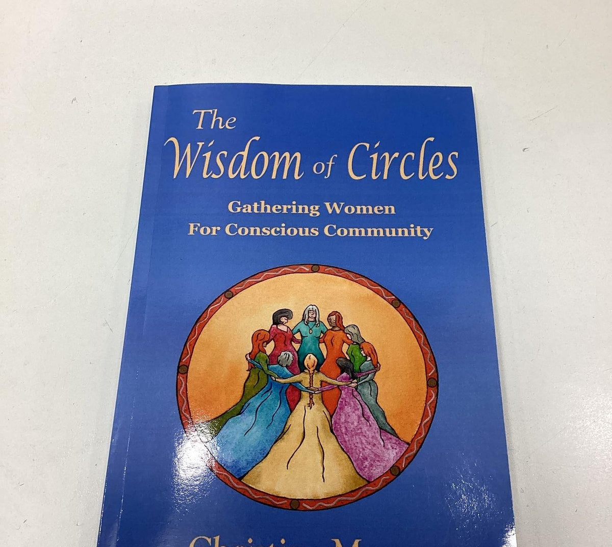 The Wisdom of Circles by Christine Moses, paperback with blue cover and handwritten inscription, view 5