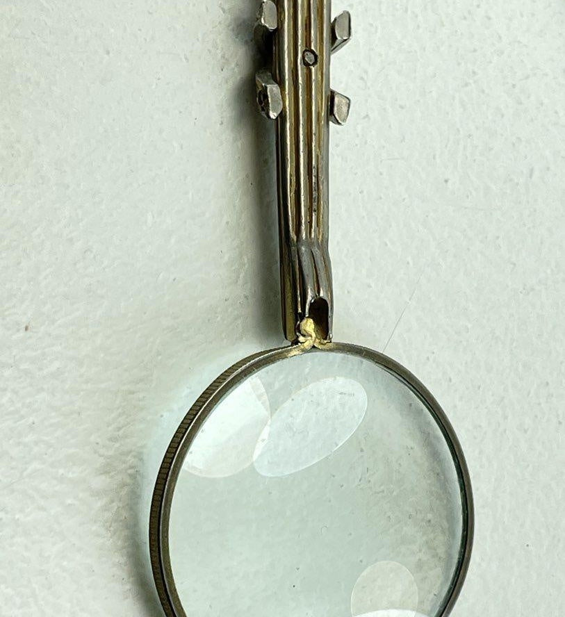 Vintage Rhinestone Magnifying Glass Pendant Necklace, 30 in. Long