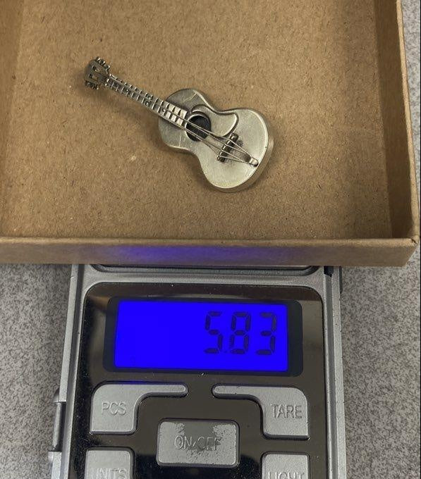 1950s–1960s Beau Signed Sterling Silver Acoustic Guitar Brooch Pin 5.83g