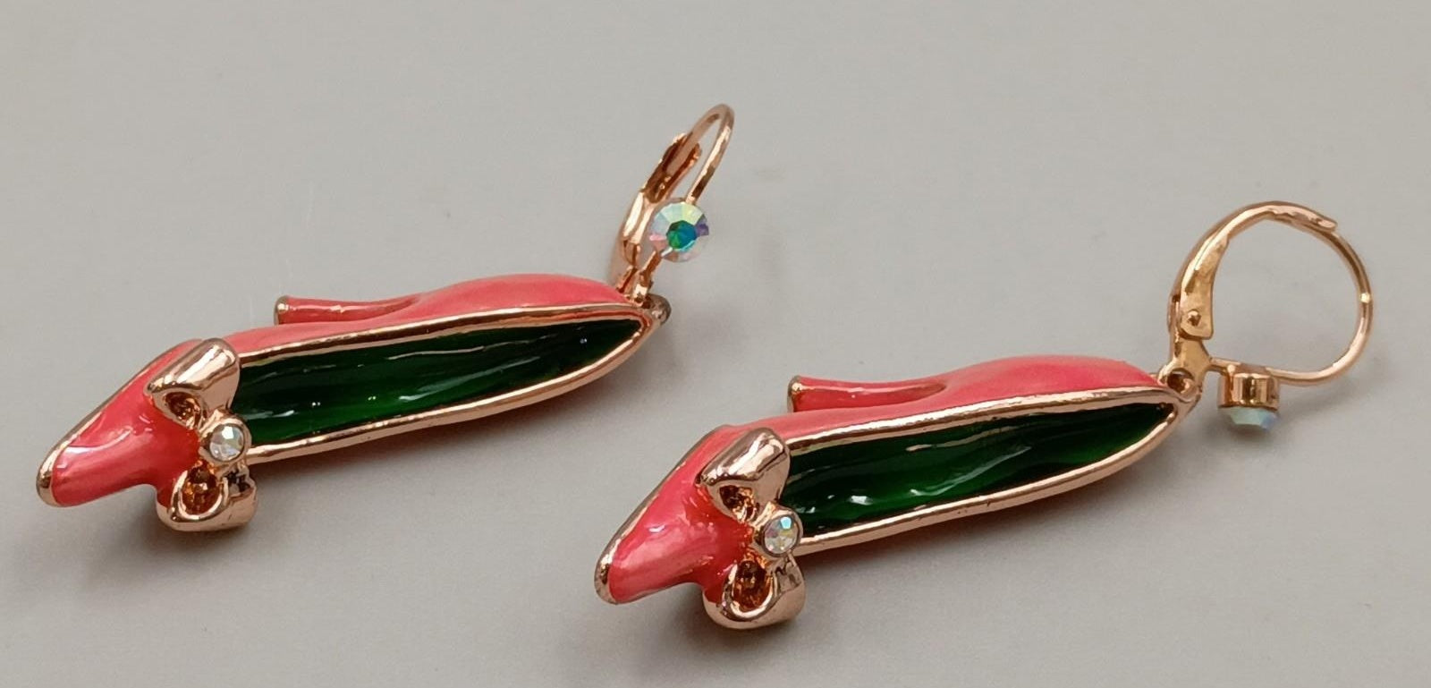 Butler & Wilson Pink Enamel High Heel Shoe Earrings in Original Box | Crystal Designer Statement Dangle Earrings