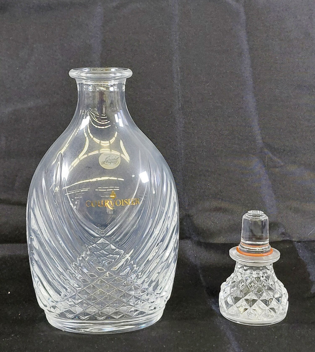 1970s–1990s Courvoisier Cristal d'Arques France Lead Crystal Decanter Set