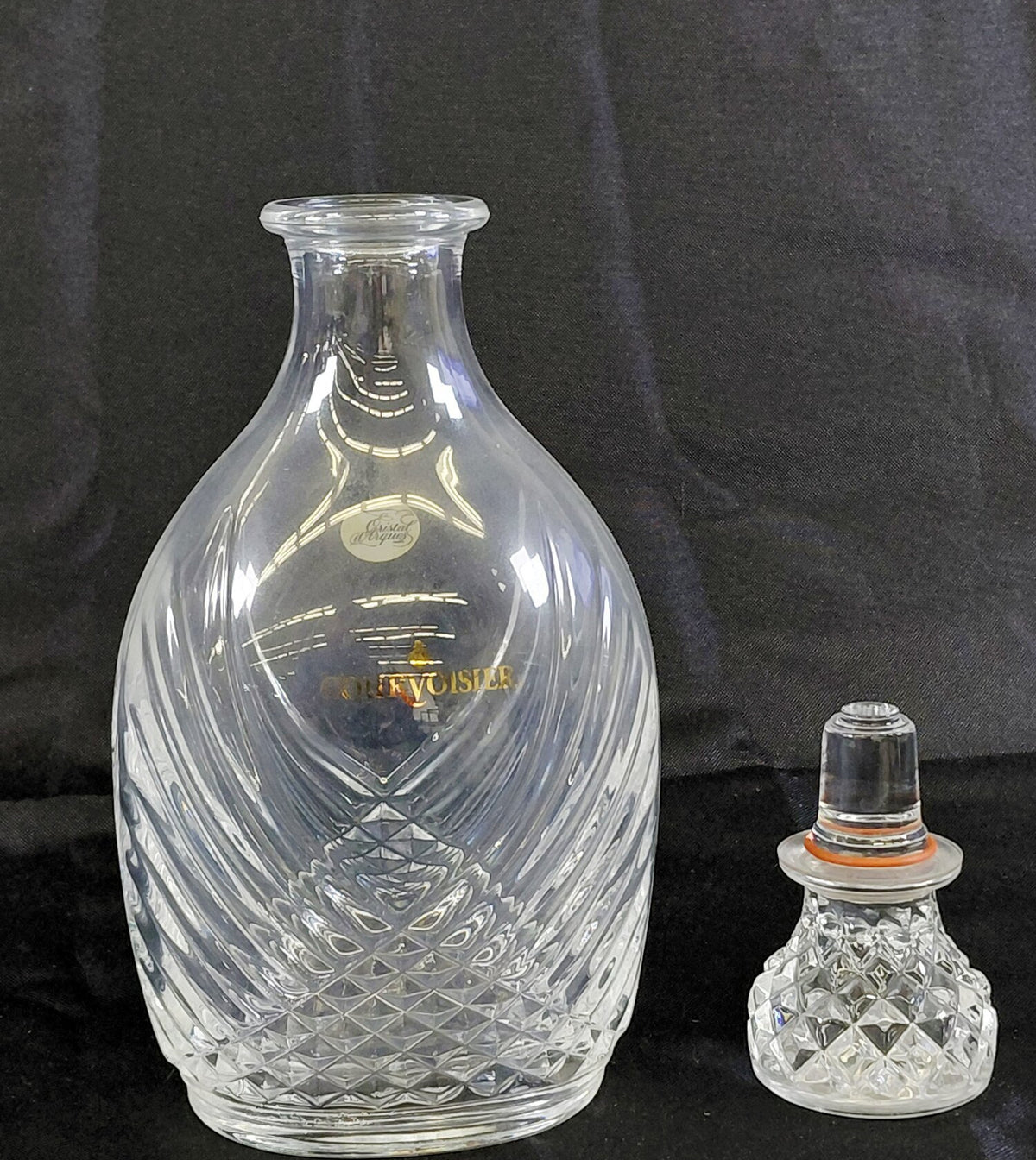 1970s–1990s Courvoisier Cristal d'Arques France Lead Crystal Decanter Set