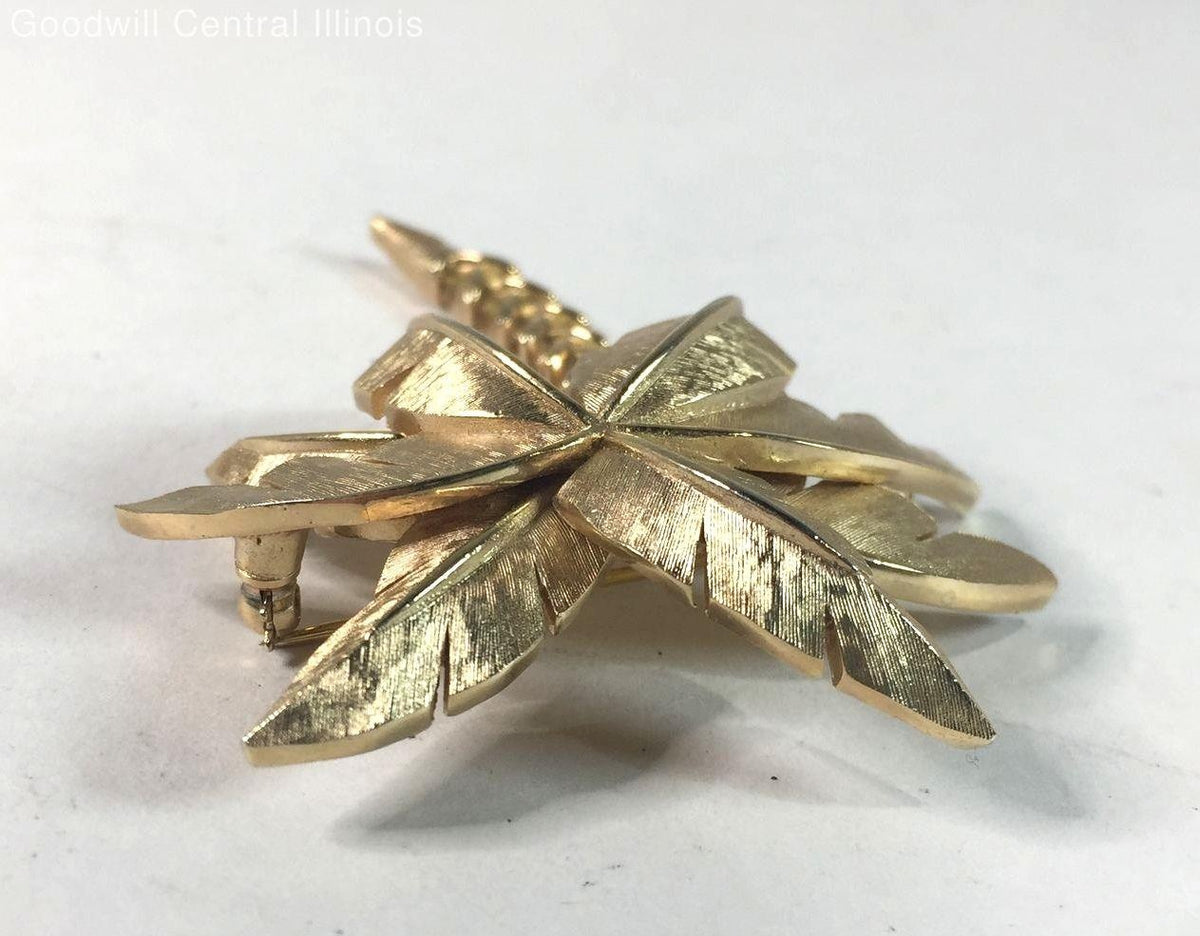 Vintage Crown Trifari Palm Tree Brooch Gold Tone Tropical Figural Pin