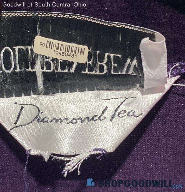 Diamond Tea Holt Renfrew deep purple velvet wrap robe with tie belt, view 8