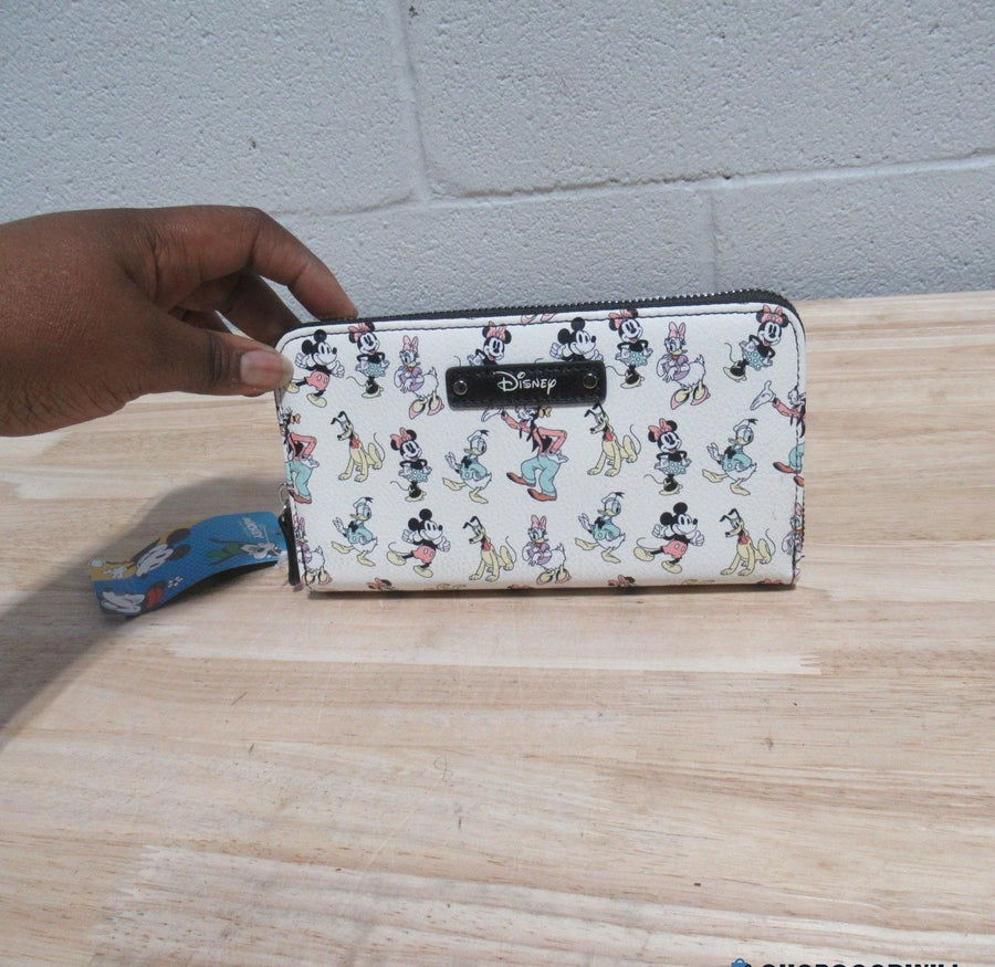 Disney Mickey and Friends white multicolor zip-around wrist wallet