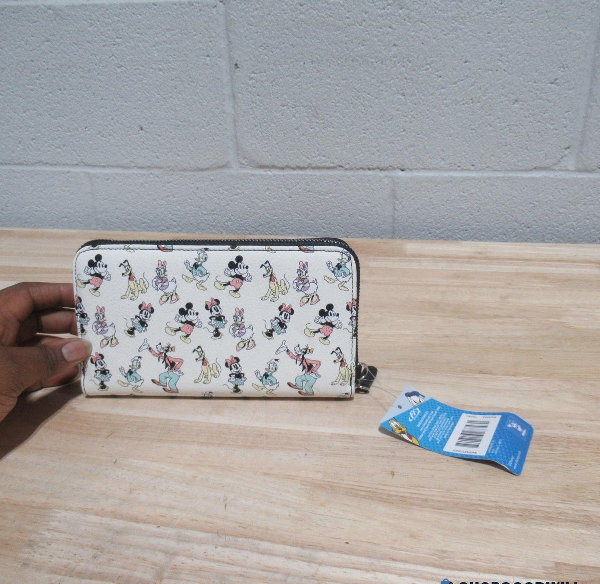 Disney Mickey and Friends white multicolor zip-around wrist wallet, view 5