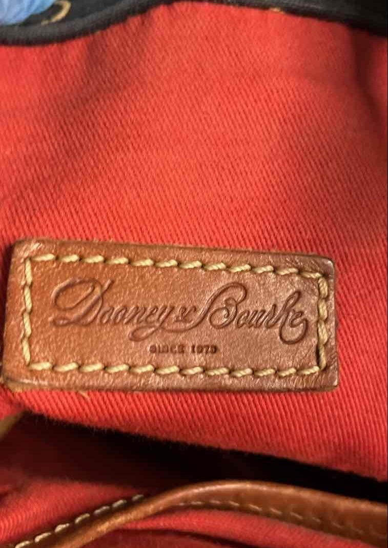 Dooney and Bourke DB monogram coated canvas shopper tote with tan leather trim, view 5