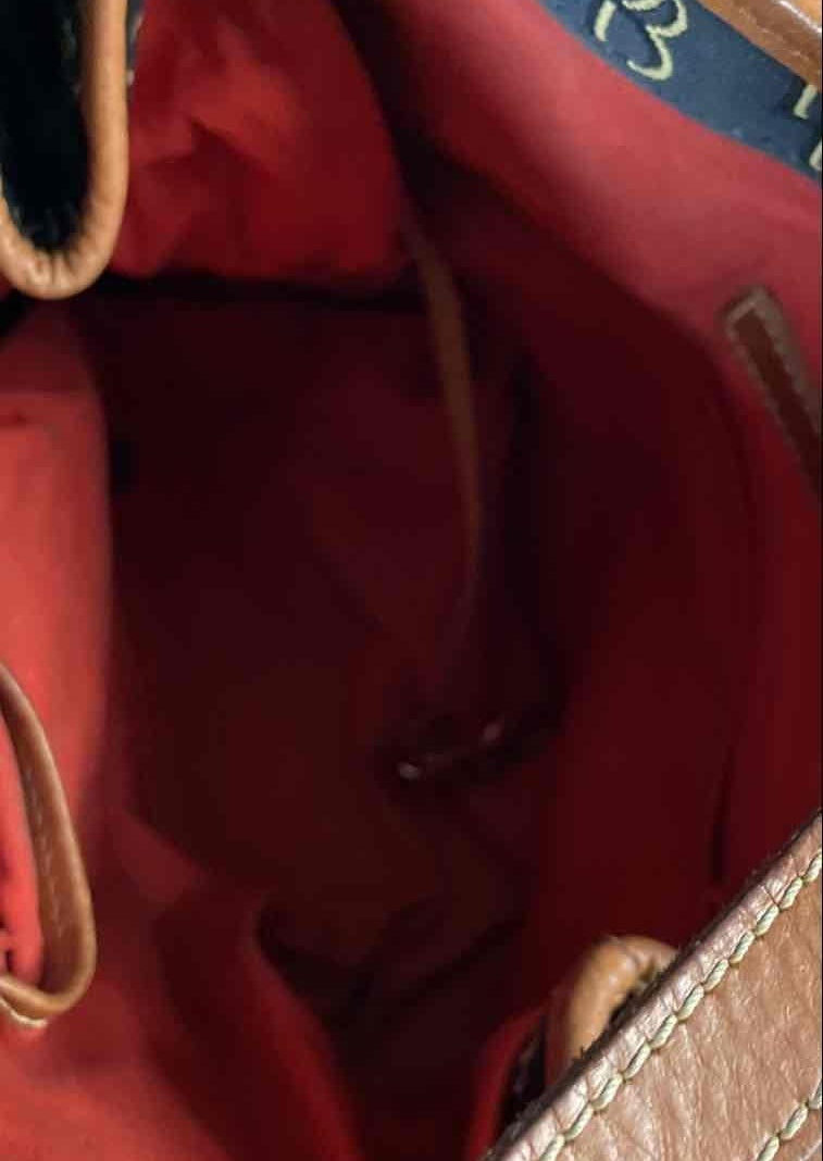 Dooney and Bourke DB monogram coated canvas shopper tote with tan leather trim, view 6