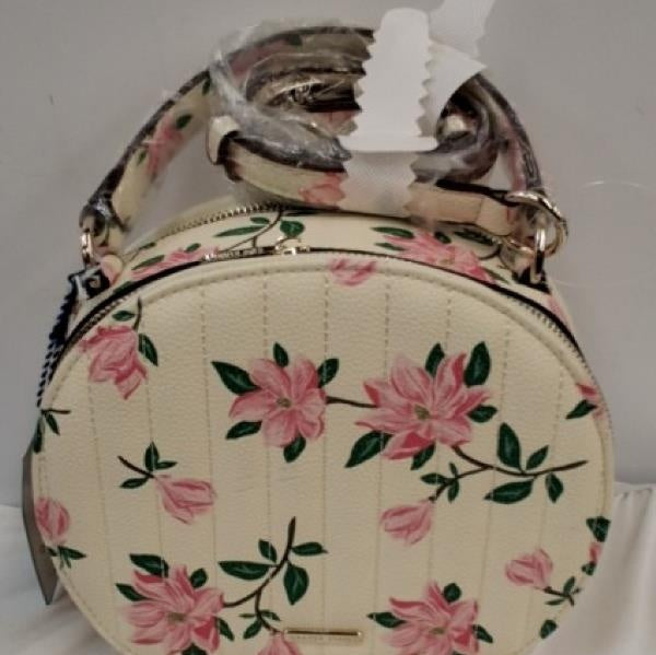 Draper James Floral Train Case Bag, Ivory Pink Vanity Purse with Top Handle