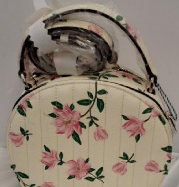 Draper James Floral Train Case Bag, Ivory Pink Vanity Purse with Top Handle