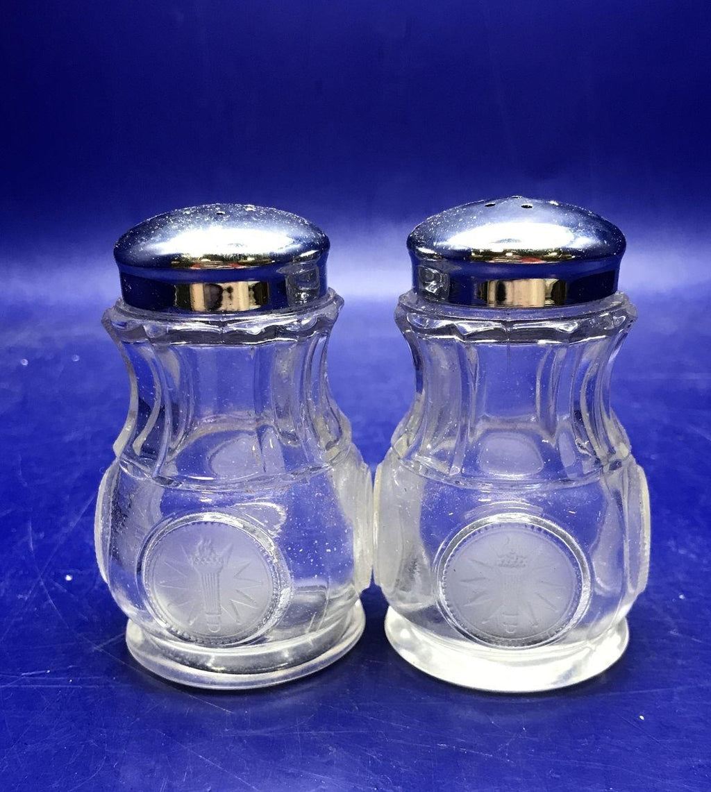 Vintage Fostoria Glass Condiment Set | Crystal Cruet Bottles & Covered Relish Server