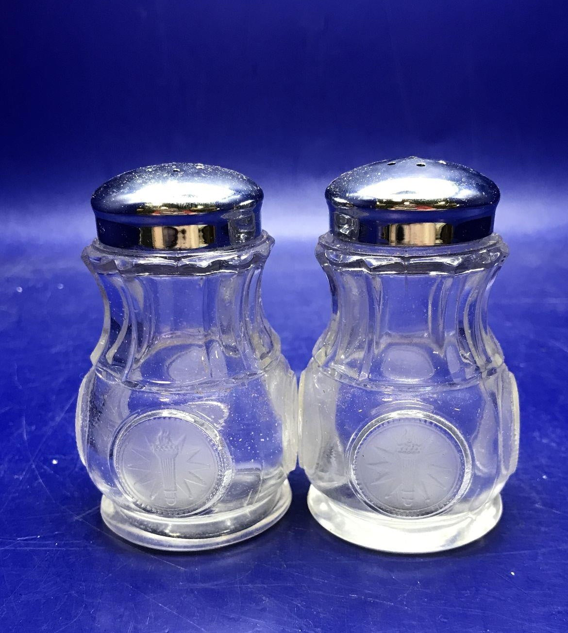 Vintage Fostoria Glass Condiment Set | Crystal Cruet Bottles & Covered Relish Server
