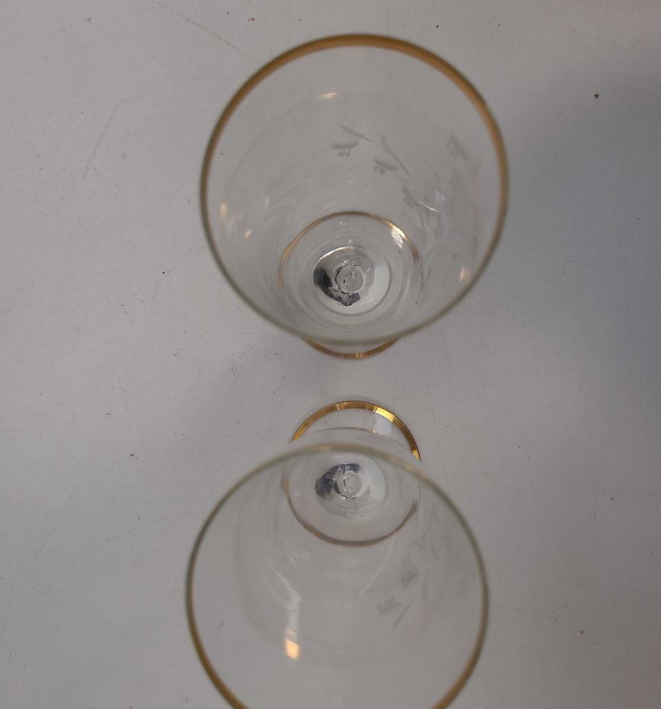 AGE REVIEW Clear Glass Gold Rim Stemmed Beverage Glasses Set of 2