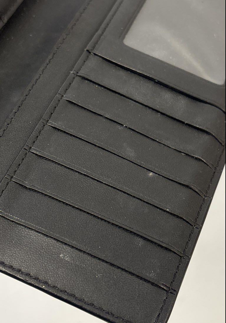Coach Black Leather Signature Canvas Slim Snap Wallet