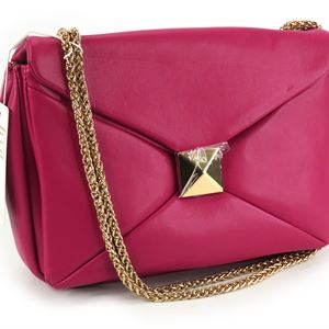 Urban Expressions Magenta Quilted Shoulder Bag with Gold Chain Strap, Envelope Crossbody Purse