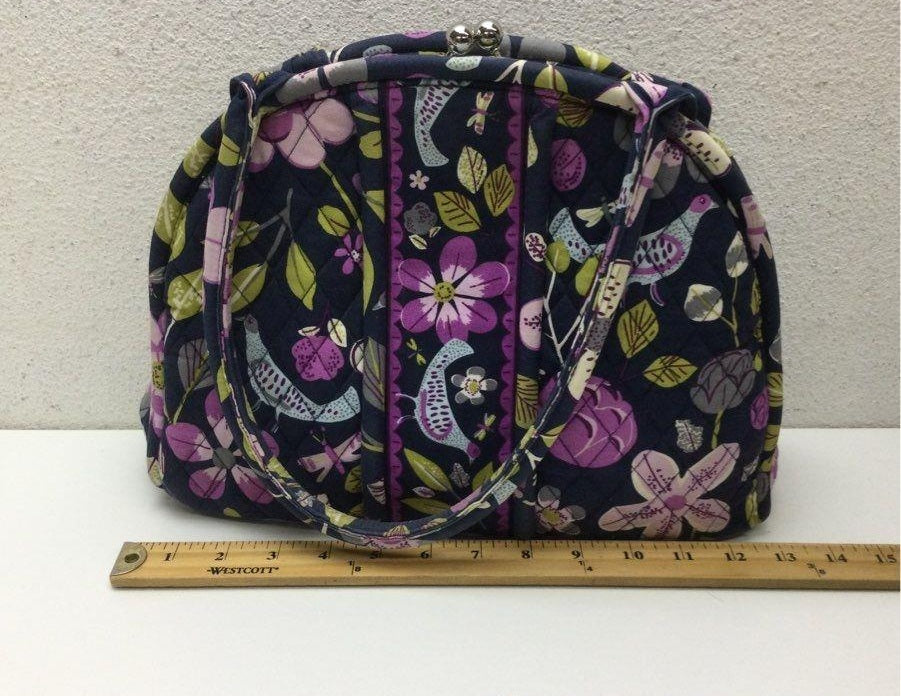 Dark floral quilted fabric purse with matching zip-around wallet, view 5