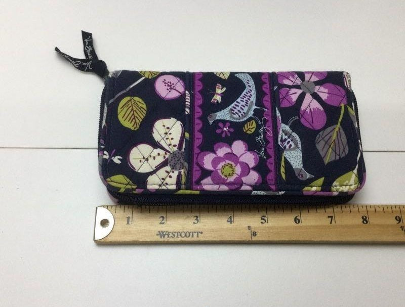 Dark floral quilted fabric purse with matching zip-around wallet, view 8