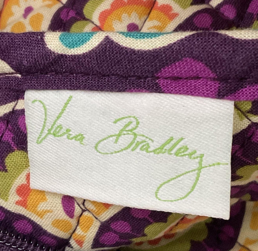 Vera Bradley Purple Green Floral Quilted Fabric Tote Bag | Colorful Shoulder Purse