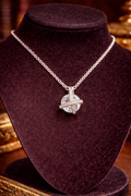 Swarovski White Gold Plated Caged Crystal Pendant Necklace 19” Signed Elegant Statement