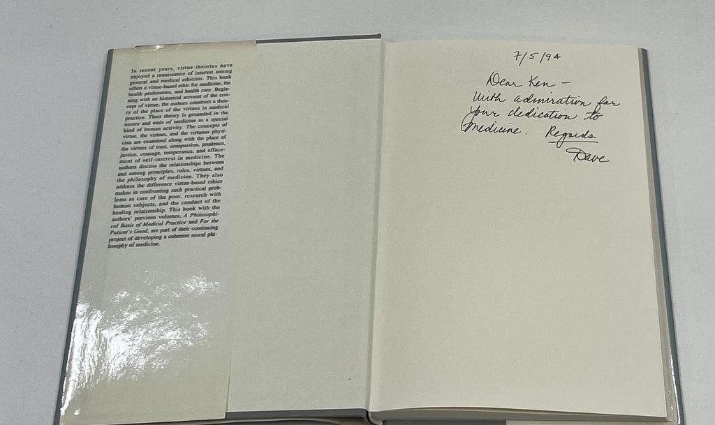 The Virtues in Medical Practice by Pellegrino and Thomasma Signed by Edmund D. Pellegrino and David C. Thomasma (Fixes)