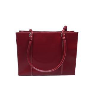 Black Rivet Red Leather Tote Bag, 16 x 5 x 12