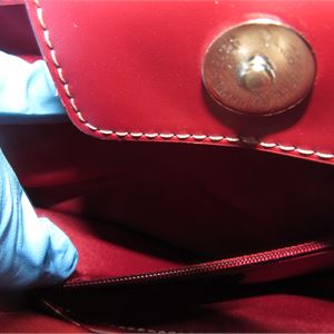 Black Rivet Red Leather Tote Bag, 16 x 5 x 12
