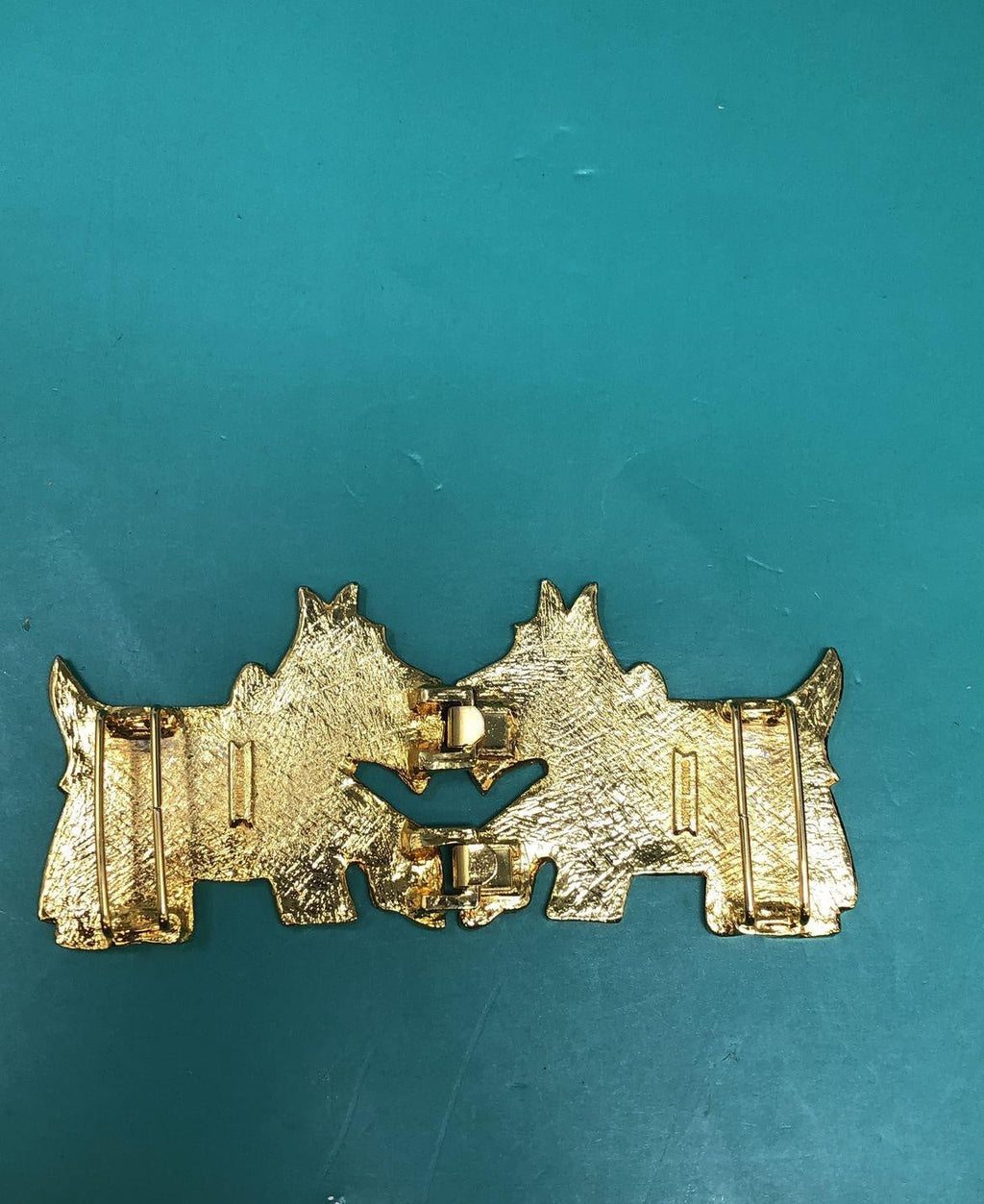 Vintage Dotty Smith Enamel Gold Tone Scottish Terrier Belt Buckle