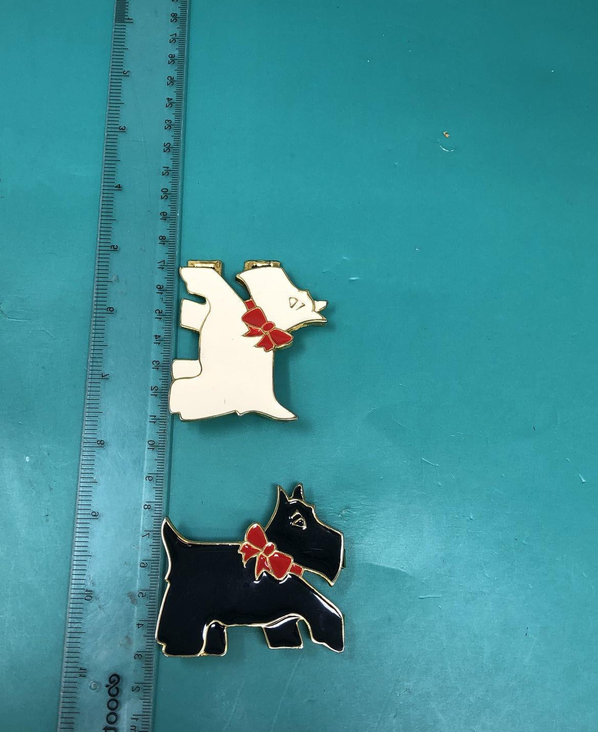 Vintage Dotty Smith Enamel Gold Tone Scottish Terrier Belt Buckle