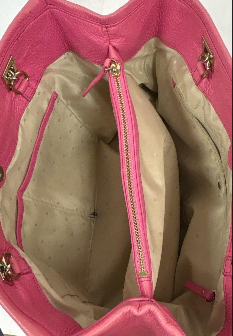 Kate Spade New York Pink Pebbled Leather Chain Strap Shoulder Tote