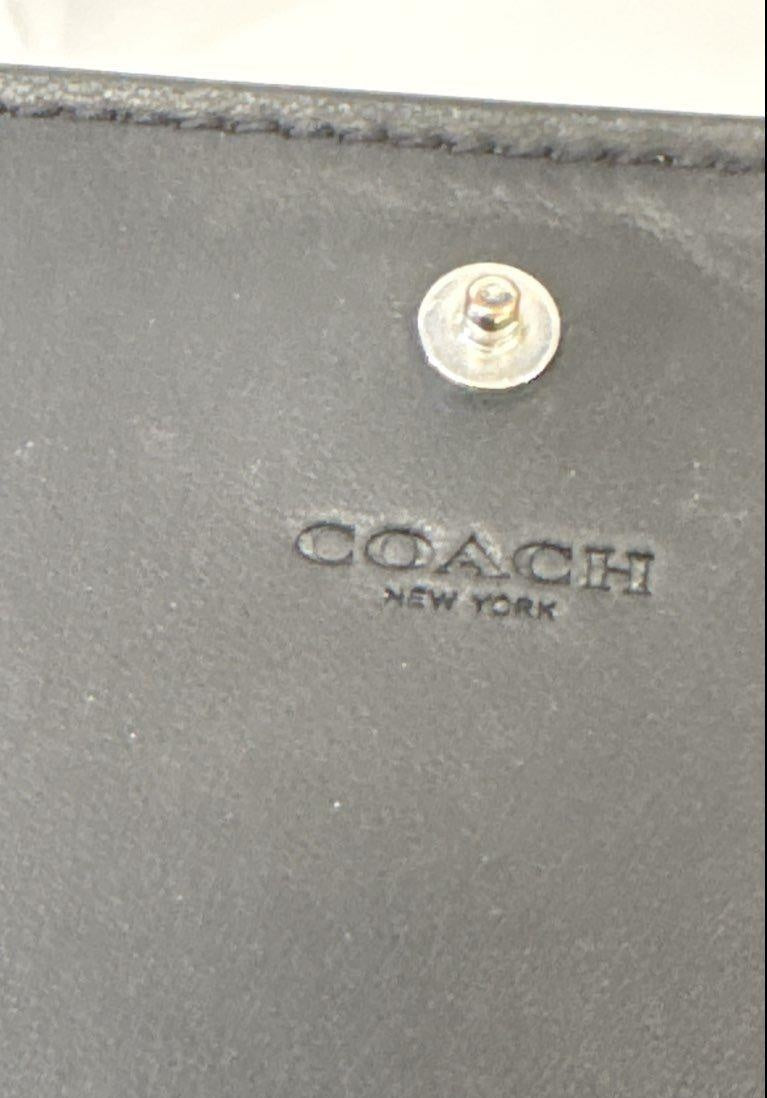 Coach Black Leather Signature Canvas Slim Snap Wallet